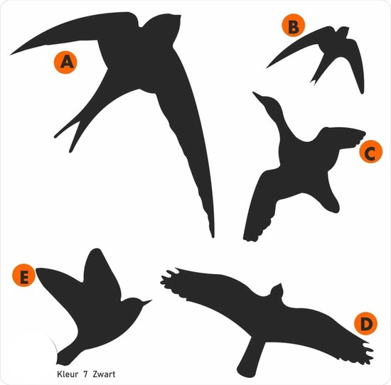 Vogels raamstickers set 5 stuks. vogelbescherming stickers