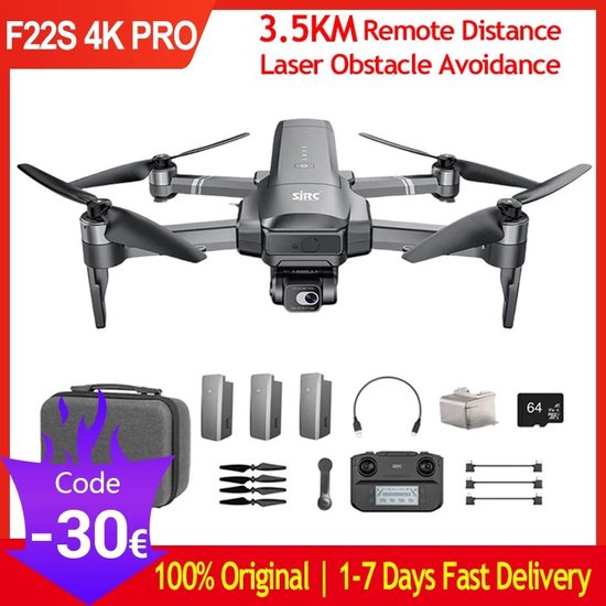 Shoppee Drone - Drone met camera - Drones - Drone voor volwassenen - F 22S 4K Pro Gps Drone Met Camera - Fpv Rc Quadcopter Obstakel Vermijden