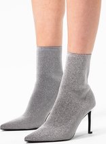 Sacha - Femme - Boots chaussettes argentées à talon aiguille - Taille 36