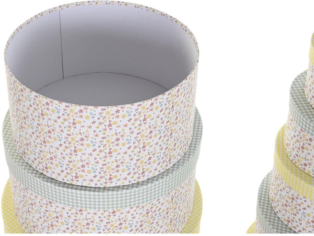 Goedkoopste Set van opstapelbare opbergboxen DKD Home Decor Groen Geel Multicolour Karton (37,5 x 37,5 x 18 cm