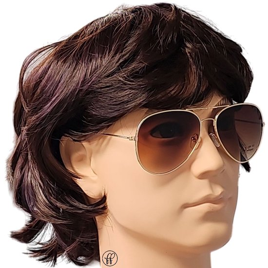 Fako Sunglasses® - Piloten Zonnebril - Pilotenbril - Piloot Zonnebril - Heren Zonnebril - Dames Zonnebril - Goud - Lichtbruin van Fako Sunglasses® — afbeelding 5