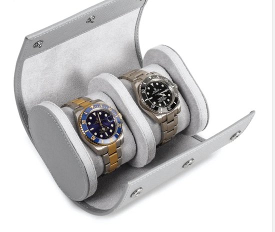 Watch Roll 2 slot - Watch roll - Watch Box - Cuir - Marron - 2 montres