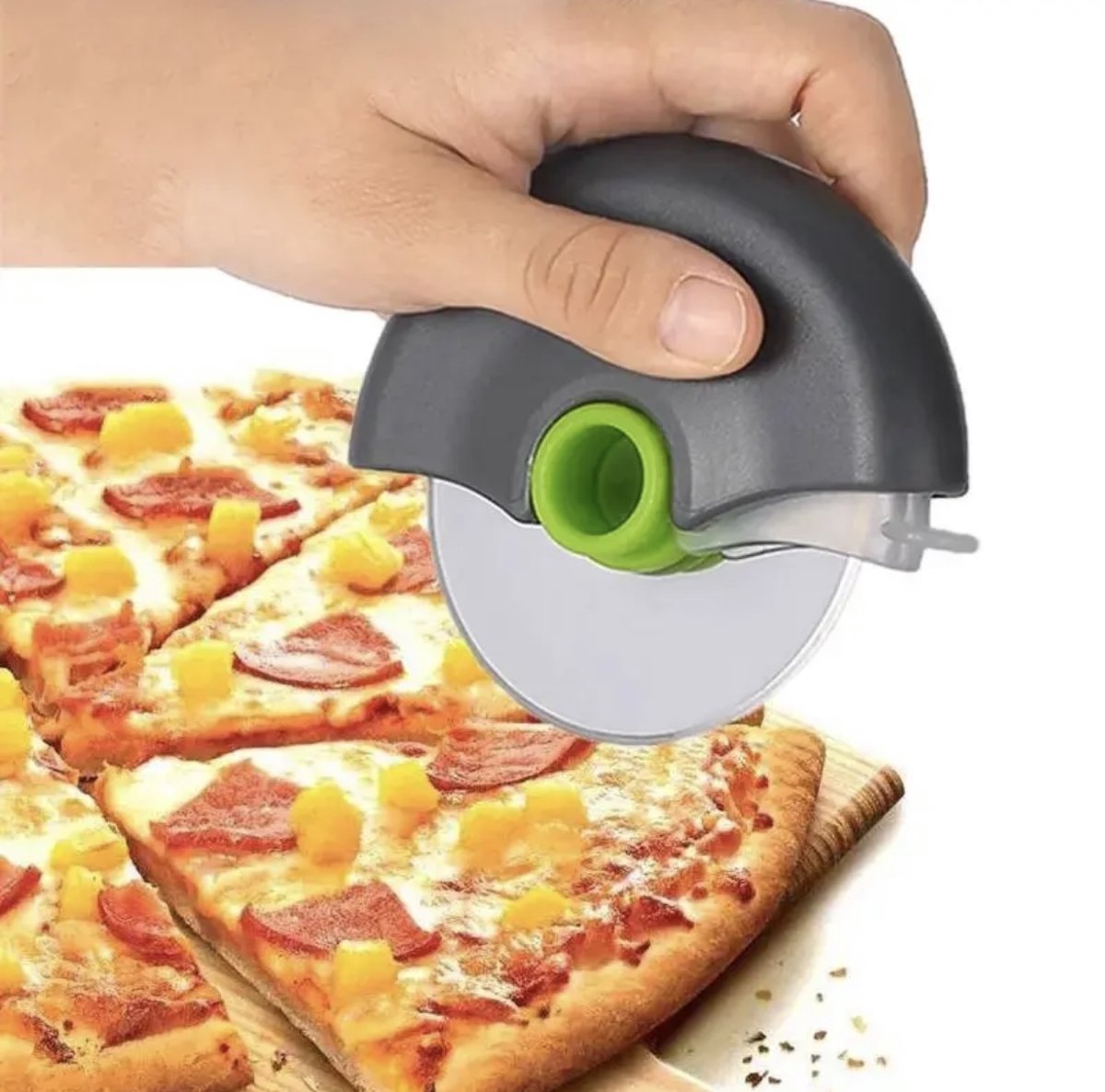 Pizzasnijder - Pizzaroller - Wiebelt niet - Makkelijk Schoon te maken - Groen