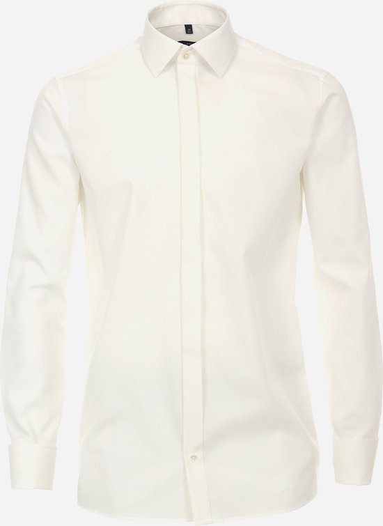 CASA MODA comfort fit overhemd (verborgen knopen) - popeline - beige - Strijkvriendelijk - Boordmaat: 42