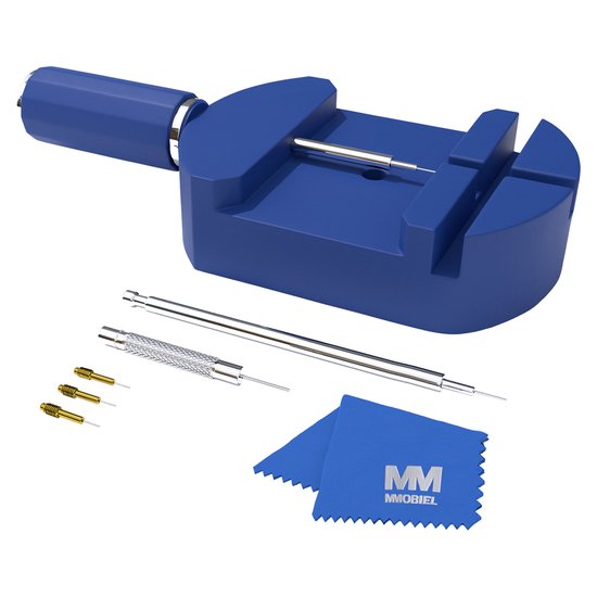 MMOBIEL Watchband Shortener / Shorter set - Kit de réparation Incl. Poinçon en acier, 3 broches et poussoir à ressort