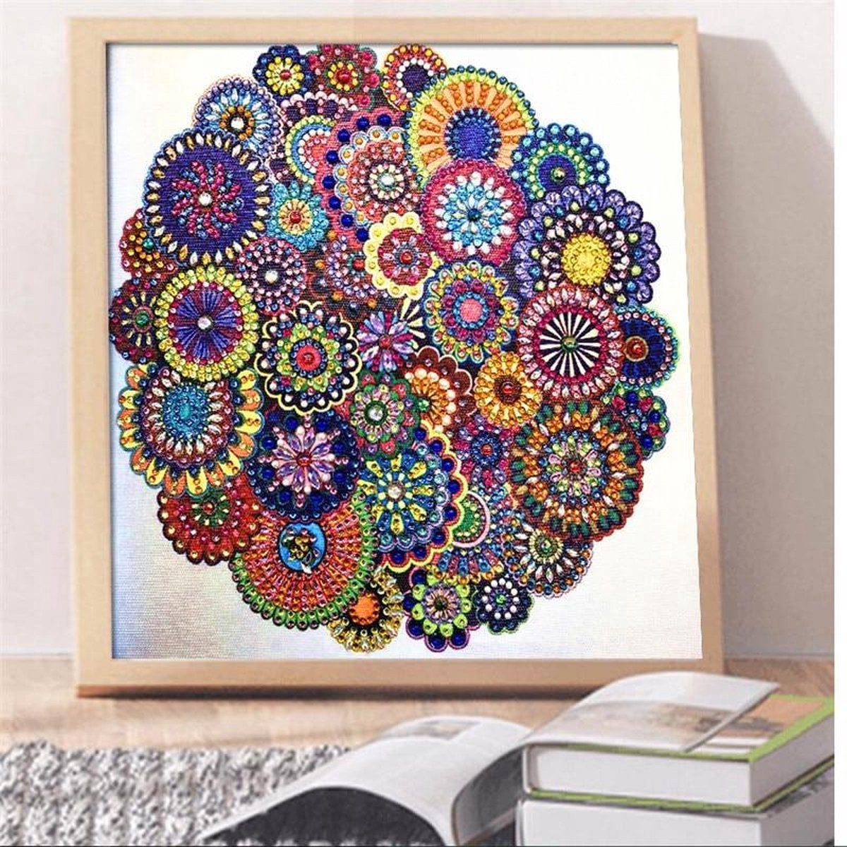 Finnacle - Diamond Painting Set - Mandala Gekleurd - 30x30cm - Inclusief Sorteerdoos met 28 Vakjes