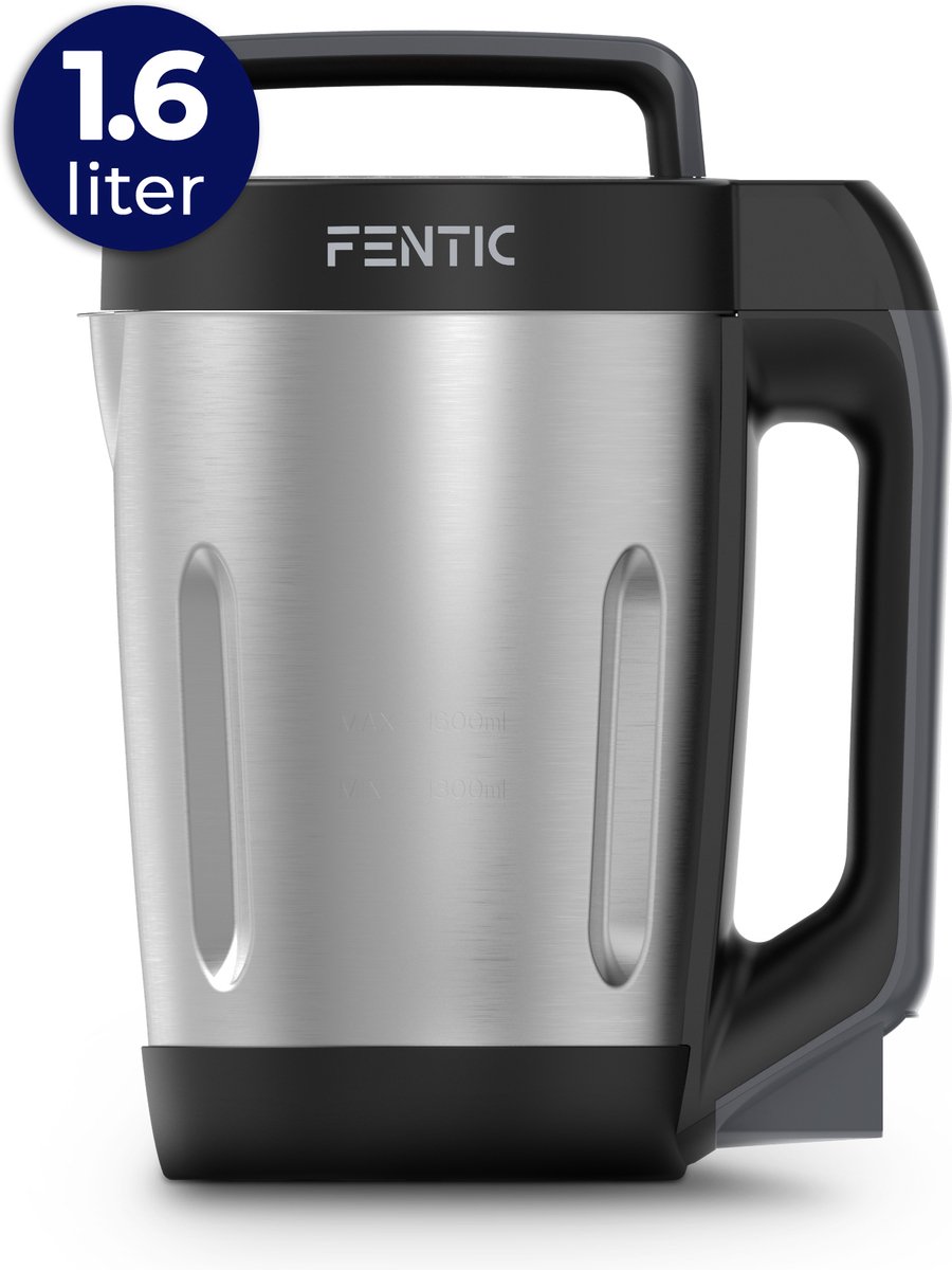 Fentic Soepmaker – 1.6L – 5 Programma’s – LED Display – Blender – 900W – RVS/Zwart
