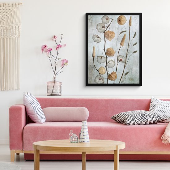 Affiche - Cadre - Fleurs séchées - Automne - Plantes - Nature - Cadre pour affiche - Cadre - Ensemble d'affiches - 60x80 cm