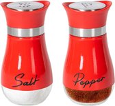 Bastix - Set van 2 zout- en peperstrooiers, 100 ml glazen bodem, zout- en peperstrooier, met roestvrijstalen deksel, zout peperstrooier, voor keuken, BBQ, camper, bij te vullen en te gebruiken (rood)