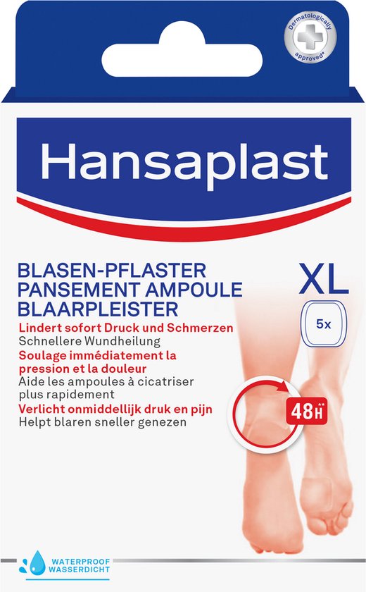 Hansaplast - Blaarpleister XL - 5 stuks - Sterke kleefkracht - Waterproof
