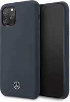 Coque arrière en silicone liquide bleu marine iPhone 11 Pro Max Mercedes MEHCN65SILNA avec doublure en microfibre