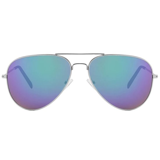 Fako Fashion® - Piloten Zonnebril - Pilotenbril - Piloot Zonnebril - Heren Zonnebril - Dames Zonnebril - Zilver - Blauw/Groen van Fako Fashion® — afbeelding 3