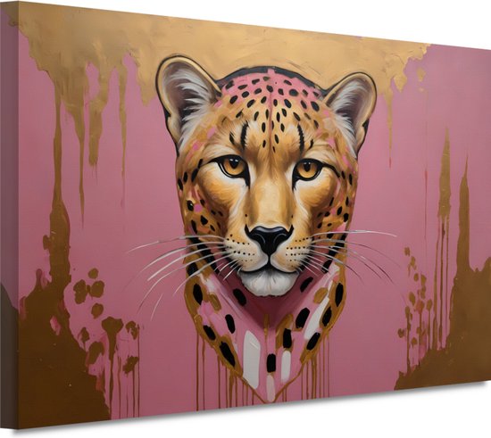 Portrait de léopard - Tableaux d'animaux - Tableaux sur toile Peinture - Décoration murale classique - Tableaux sur toile - Décoration de salon 60x40 cm