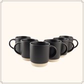 Tasses à café OTIX - Tasses à thé - Set de 3 - Zwart - 310 ml - Faïence
