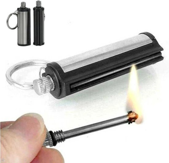 Foto: Draagbare vuurstarter herbruikbare lucifer fire starter waterdicht sleutelhanger rvs lucifer outdoor camping vuursteen aansteker