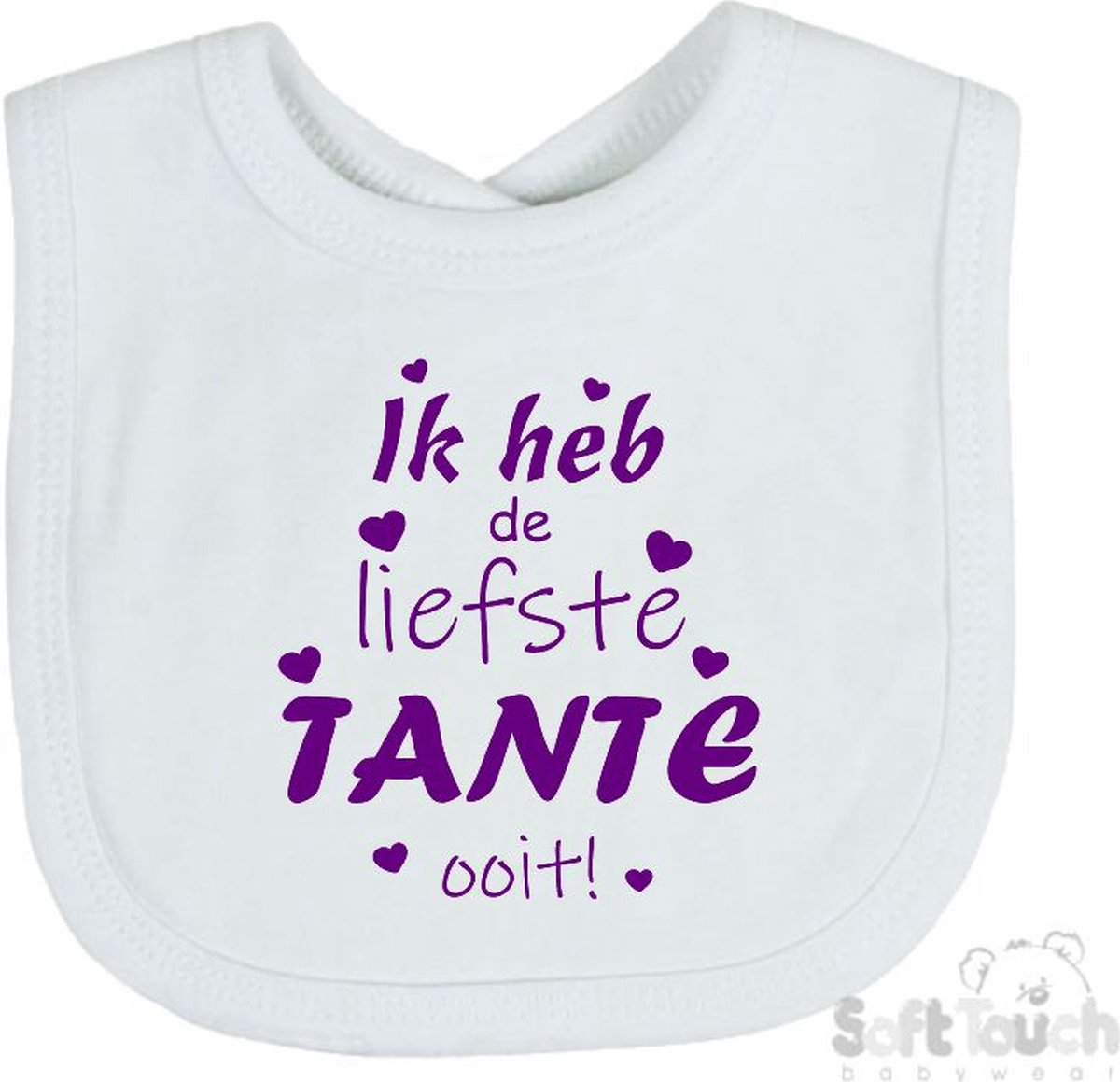 Goedkoopste Soft Touch Slabber Slabbetje Slab Ik heb de liefste TANTE ooit! Unisex Katoen Wit/paars Maat 33x22 Cm
