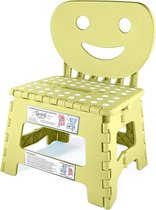 Bastix - 2-in-1 opklapbare kinderstoel & opstapkruk met rugleuning, stabiele stap, veilige zitting, eenvoudige bediening, ook perfect voor keuken of badkamer (geel)