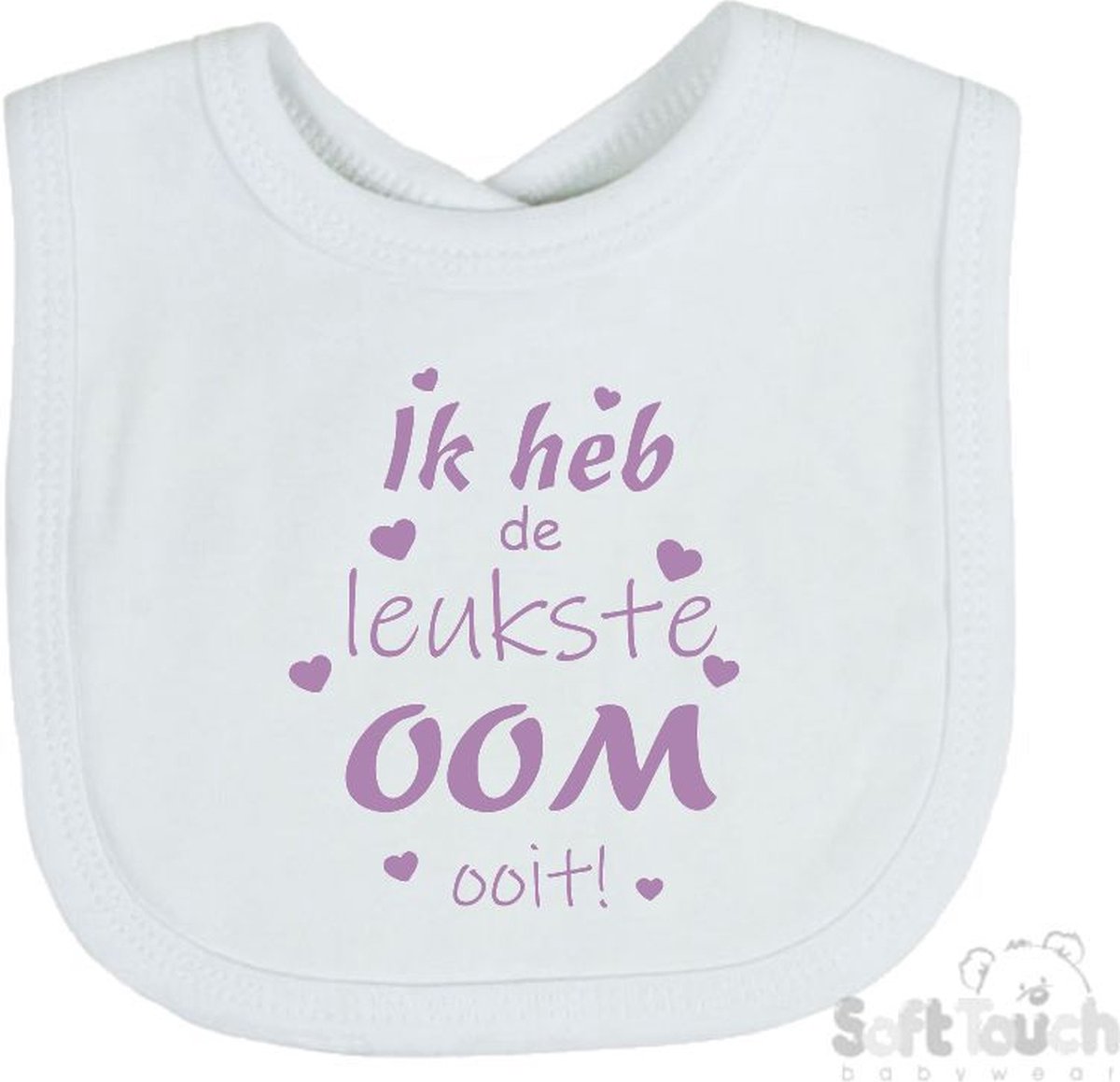 Goedkoopste Soft Touch Slabber Slabbetje Slab Ik heb de leukste OOM ooit! Unisex Katoen Wit/lila Maat 33x22 Cm