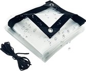 Bastix - Waterdicht zeildoek Transparant, transparant zeildoek met oogjes voor buitengebruik, PE-zeildoek Weerbestendig opvouwbaar kunststof zeildoek met 5 m elastische touwen Weerbestendig Sneeuw (1 x 1 m)