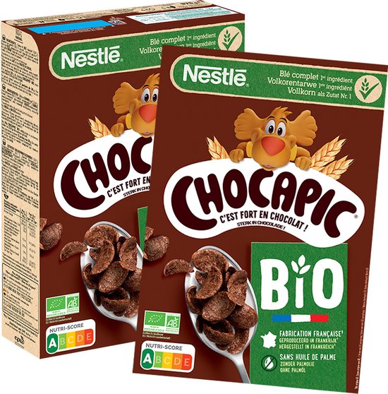Nestlé Chocapic Bio cornflakes - chocoladesmaak - volkorentarwe - 375g x 2