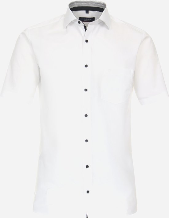 CASA MODA modern fit overhemd - korte mouw - popeline - wit - Strijkvrij - Boordmaat: 40