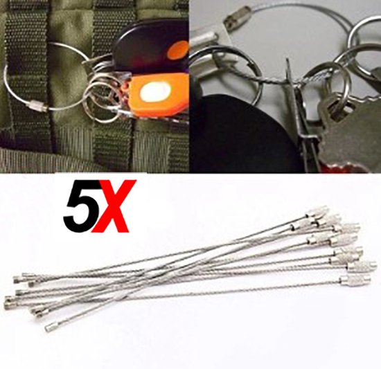 Sleutel Hanger - Staal - 5 Stuks - 10 cm lang - Staaldraad - Sleutelring - Broek - Keychain - RVS