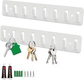 Bastix - 2 stuks sleutelrek met 8 haken, sleutelhaken, sleutelhouder voor muur, sleutelhouder zwart, wandmontage voor slaapkamer, entree, woonkamer, keuken, garderobe