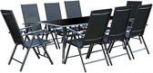 Concept-U - Aluminium tuinmeubels 8 fauteuils en zwarte ligstoelen RIMINI