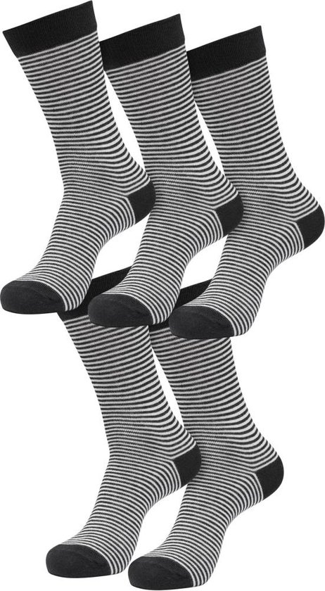 Urban Classics - Fine Stripe 5-Pack Sokken - 47/50 - Zwart/Beige