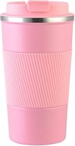 Koffiebeker To Go - Thermosbeker - Travel Mug - Theebeker - Roestvrij Staal - RVS - Roze - 380 ml