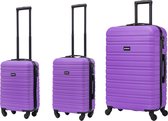 BlockTravel kofferset 3 delig ABS ruimbagage en handbagage 29 39 en 74 liter - inbouw TSA slot - paars