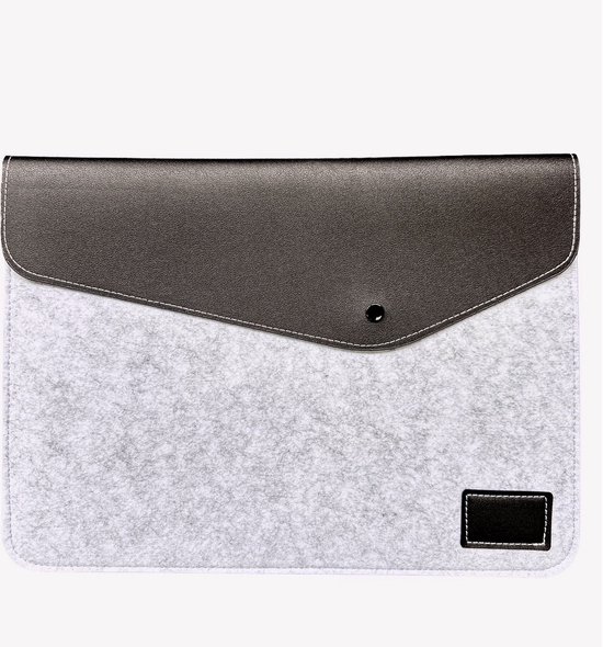 Foto: Vilt laptop sleeve 13 3 14 15 tot 16 inch dames heren laptophoes met etui voor accessoires laptopsleeve tas grijs zwart