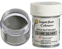 Sugarflair Eetbare Glanspoeder - Dark Silver - 10g - Voedingskleurstof