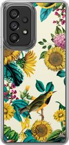 Casimoda® hoesje - Geschikt voor Samsung Galaxy A52 5G - Zonnebloemen / Bloemen - 2-in-1 case - Schokbestendig - Bloemen - Verhoogde randen - Multi, Transparant
