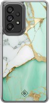 Casimoda® hoesje - Geschikt voor Samsung Galaxy A52 5G - Marmer Mintgroen - 2-in-1 case - Schokbestendig - Marble design - Verhoogde randen - Mint, Transparant