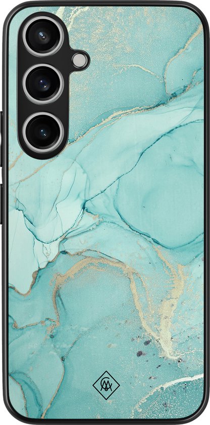 Casimoda® hoesje - Geschikt voor Samsung Galaxy A55 - Marmer mint groen - Zwart TPU Backcover - Marmer - Mint