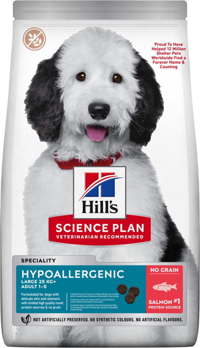 Hill's Adult Hypoallergenic Large met zalm 12kg