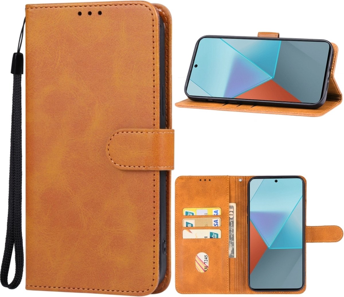 Bruin agenda book case hoesje - Xiaomi Redmi 13C / Poco C65