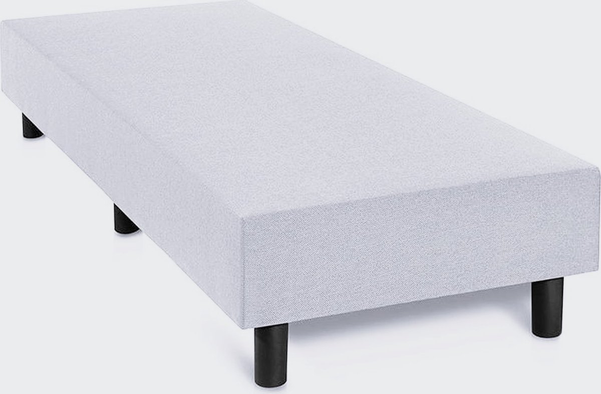 Boxspring Otto wit lederlook 70x210 zonder matras, zonder hoofdboord en zonder topper.