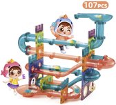 Magnetic Tiles- Magnetisch Speelgoed – 107 stuks - Knikkerbaan - Constructie speelgoed - Magnetische tegels - Montessori speelgoed - Magnetic toys - Magnetische bouwstenen - Speelgoed Kinderen - Magna minds