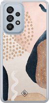 Casimoda® hoesje - Geschikt voor Samsung Galaxy A53 - Abstract Dots - 2-in-1 case - Schokbestendig - Geometrisch patroon - Verhoogde randen - Bruin/beige, Transparant