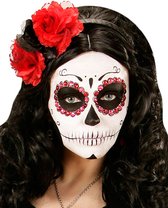 WIDMANN - Zwarte en rode bloemen haarband Día de los muertos - Accessoires > Haar & hoofdbanden