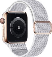 Smart Watch elastische nylon loop band - Geschikt voor Apple Watch bandje 42 / 44 / 45mm - Series 1 2 3 4 5 6 7 SE - Smartwatch iWatch horloge band - 42mm 44mm 45MM - NYLON - wit