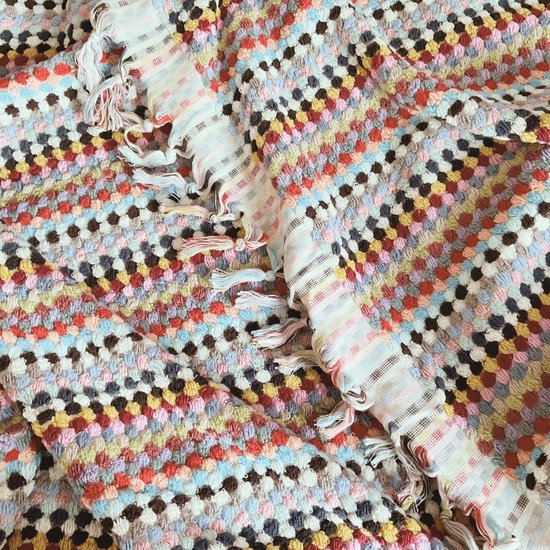 PomPom handdoek Multicolor | Luxe bad- & stranddoek | 45x90 cm | Dikke kwaliteit | 100% Turks katoen | Meerkleurig