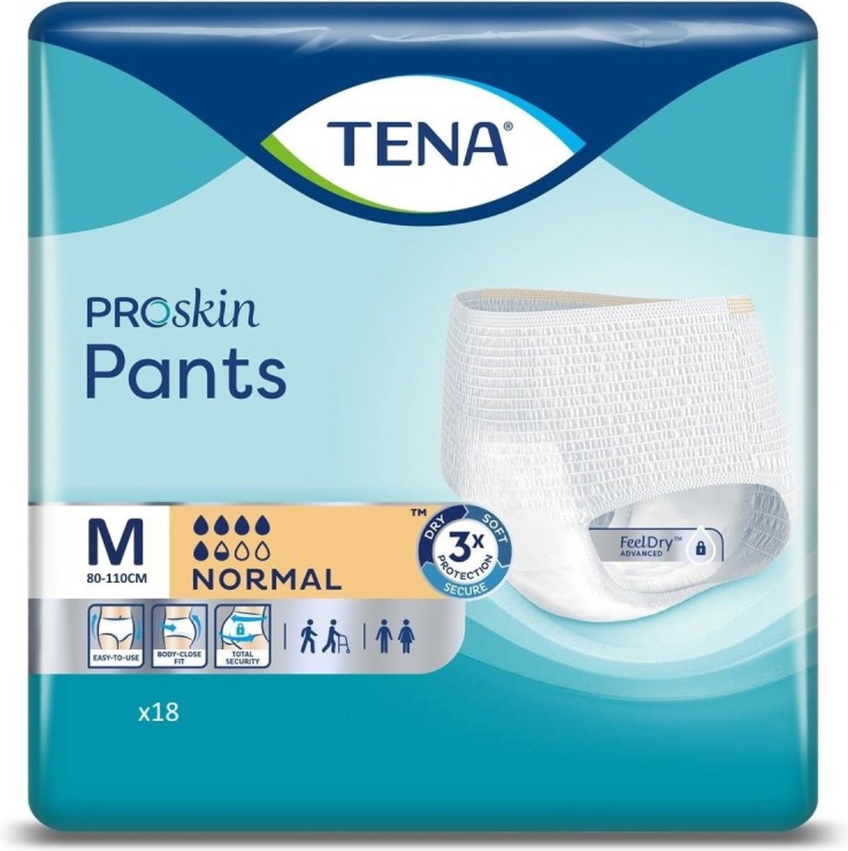 TENA ProSkin Pants Normal M - Incontinentiebroekjes - 18 stuks - omtrek taille 80 cm tot 110 cm - TENA