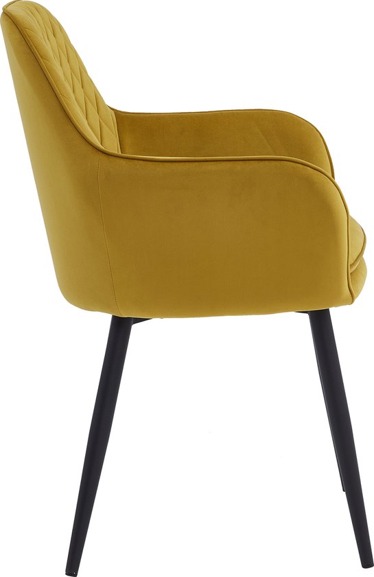 Colenis® - Chaise de salle à manger Laura - Set de 2 - Jaune ocre - Velours - Design