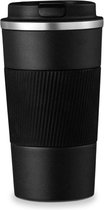 Koffiebeker To Go - Thermosbeker - Travel Mug - Theebeker - Roestvrij Staal - RVS - Zwart - 380 ml