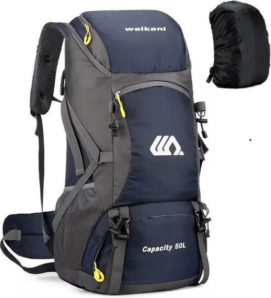 CarryQuest® - 50L - Rugzak - Backpack - Waterdicht - Nylon - Kamperen - Wandelen - Outdoor - Reflecterend - Donker Blauw - 50 Liter - Backpack Organizer