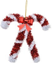 Clayre & Eef Kersthanger Zuurstok 17 cm Rood Wit Kunststof