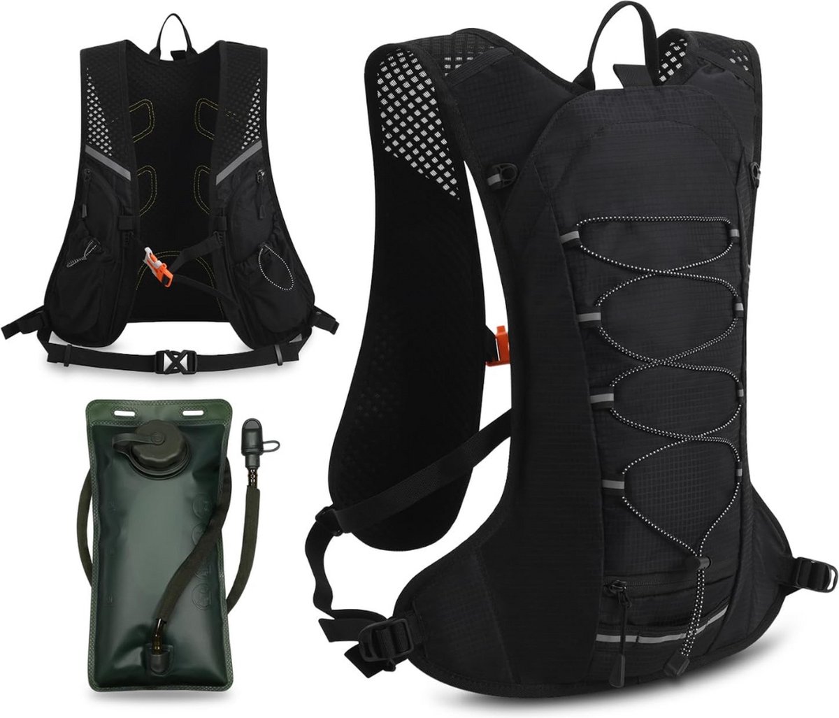 BBAIYULE Sac à Dos Hydratation Vélo Course - Gilet Running Ultra Léger 2L Avec Poche Eau Et Compartiments - Réfléchissant Homme Femme